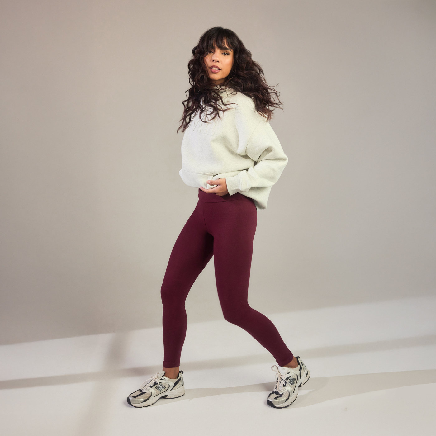 Alltägliche High-Waisted Leggings - Burgunderrot