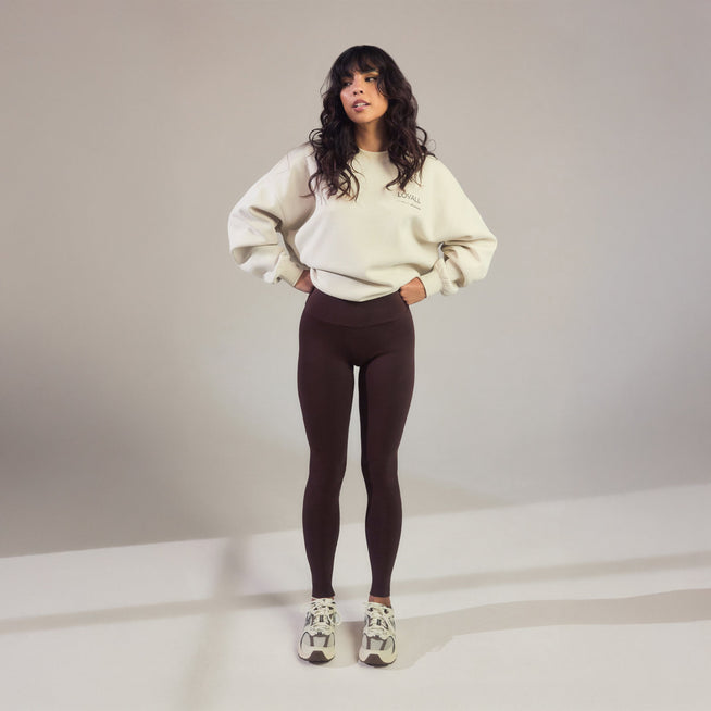 Alltägliche High-Waisted Leggings - Schokoladenbraun