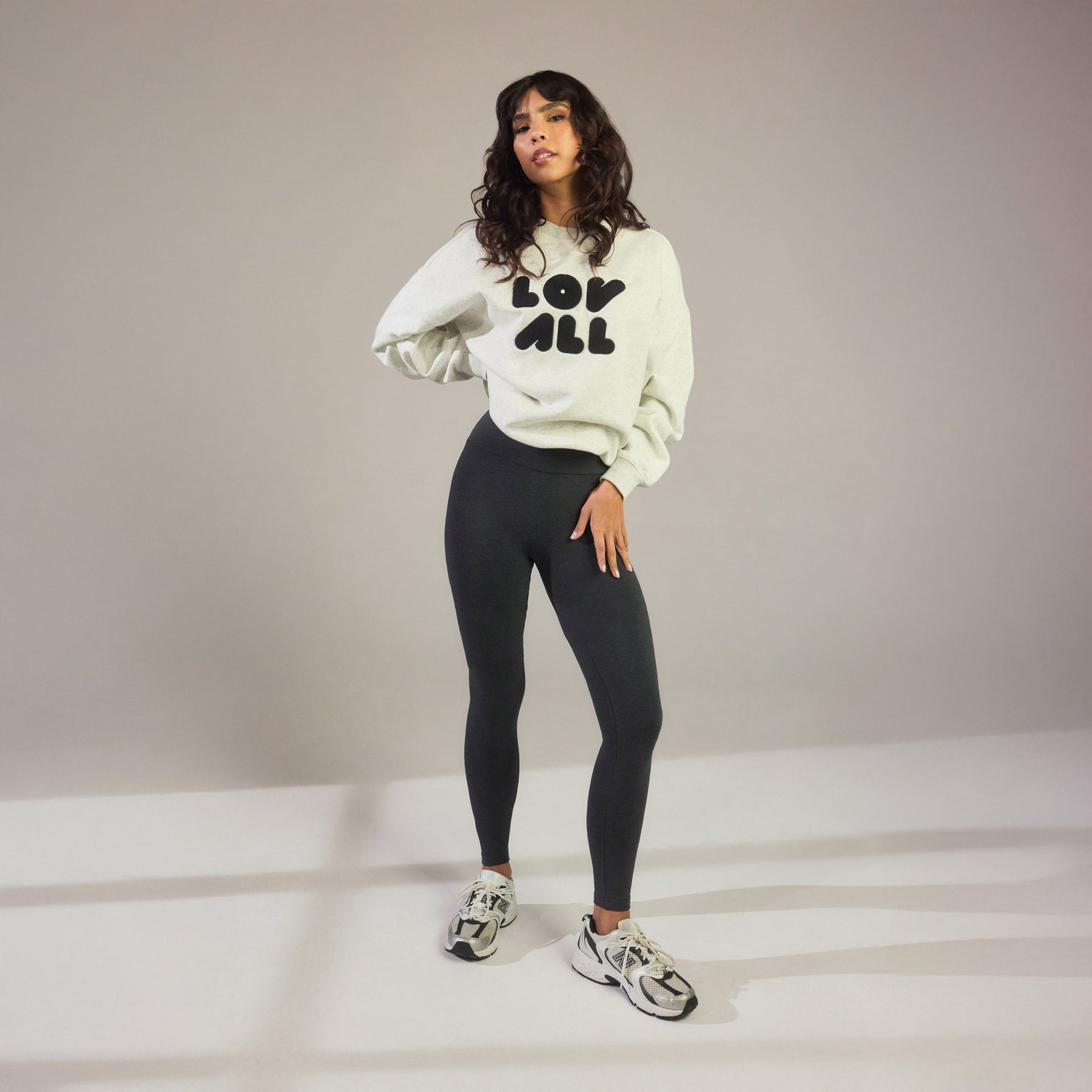 Alltägliche High-Waisted Leggings - Dunkelgrau-Melange