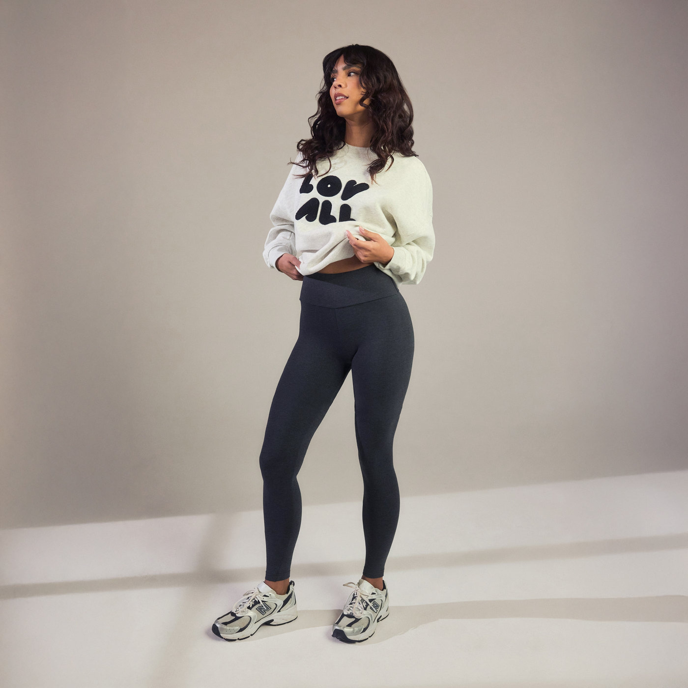 Alltägliche High-Waisted Leggings - Dunkelgrau-Melange