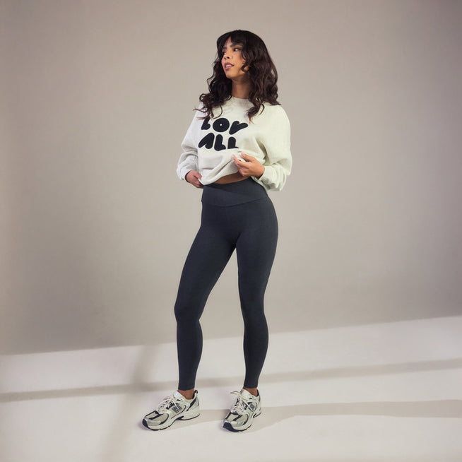 Alltägliche High-Waisted Leggings - Dunkelgrau-Melange