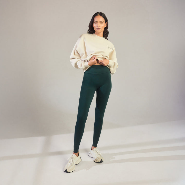 Alltägliche High-Waisted Leggings - Waldgrün