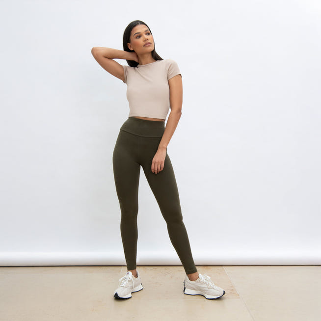 Alltägliche High-Waisted Leggings - Khakigrün