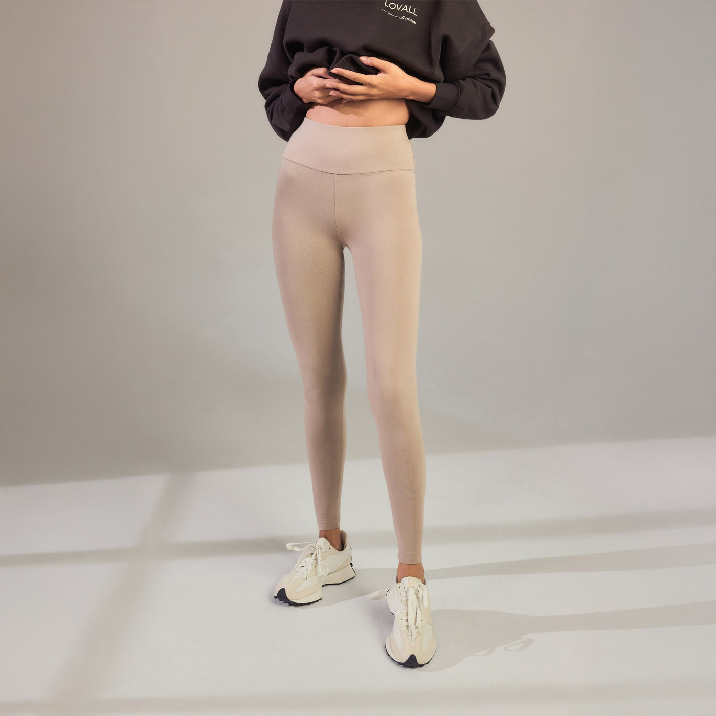 Alltägliche High-Waisted Leggings - Oatmeal-Beige