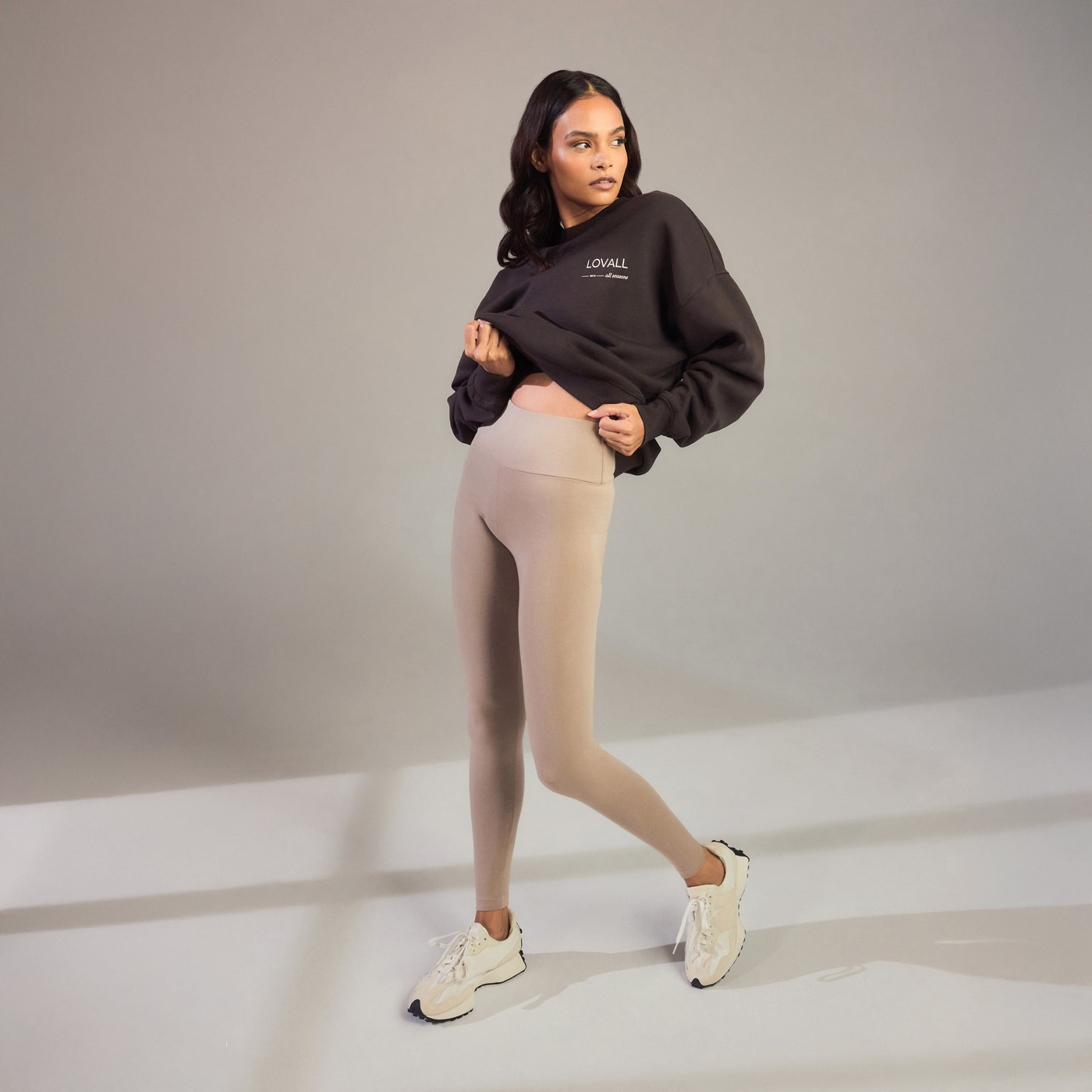 Alltägliche High-Waisted Leggings - Oatmeal-Beige