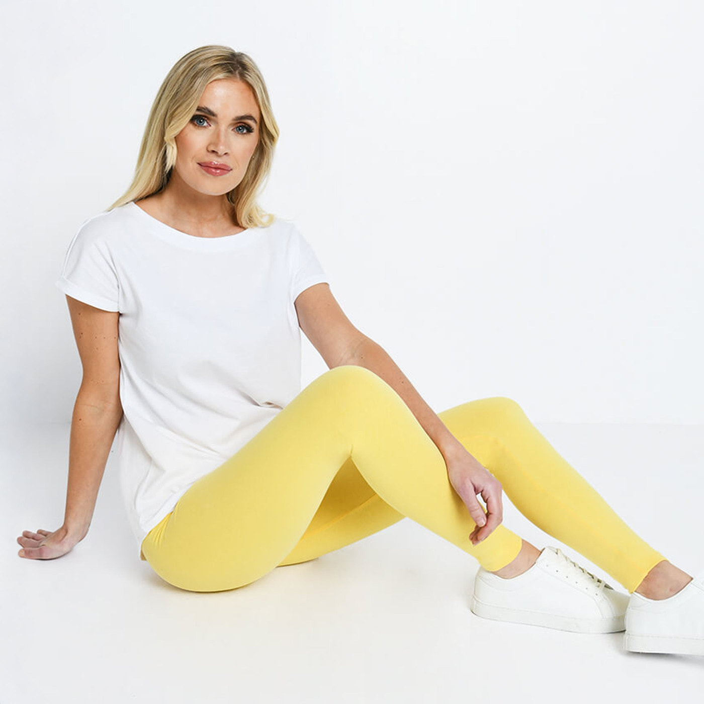 Alltägliche High-Waisted Leggings - Pastellgelbe