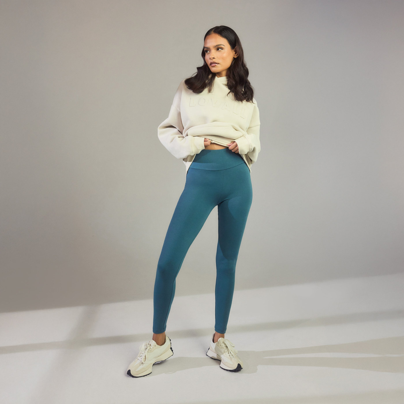 Alltägliche High-Waisted Leggings - Petrolblau