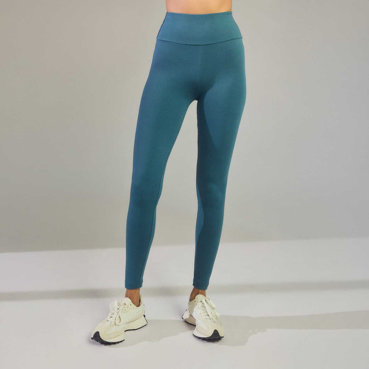 Alltägliche High-Waisted Leggings - Petrolblau
