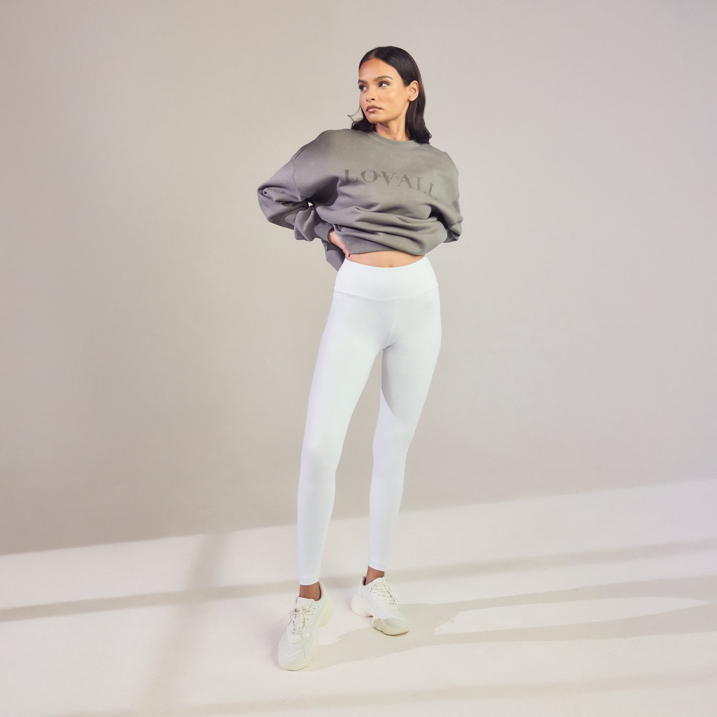 Alltägliche High-Waisted Leggings - Weiß