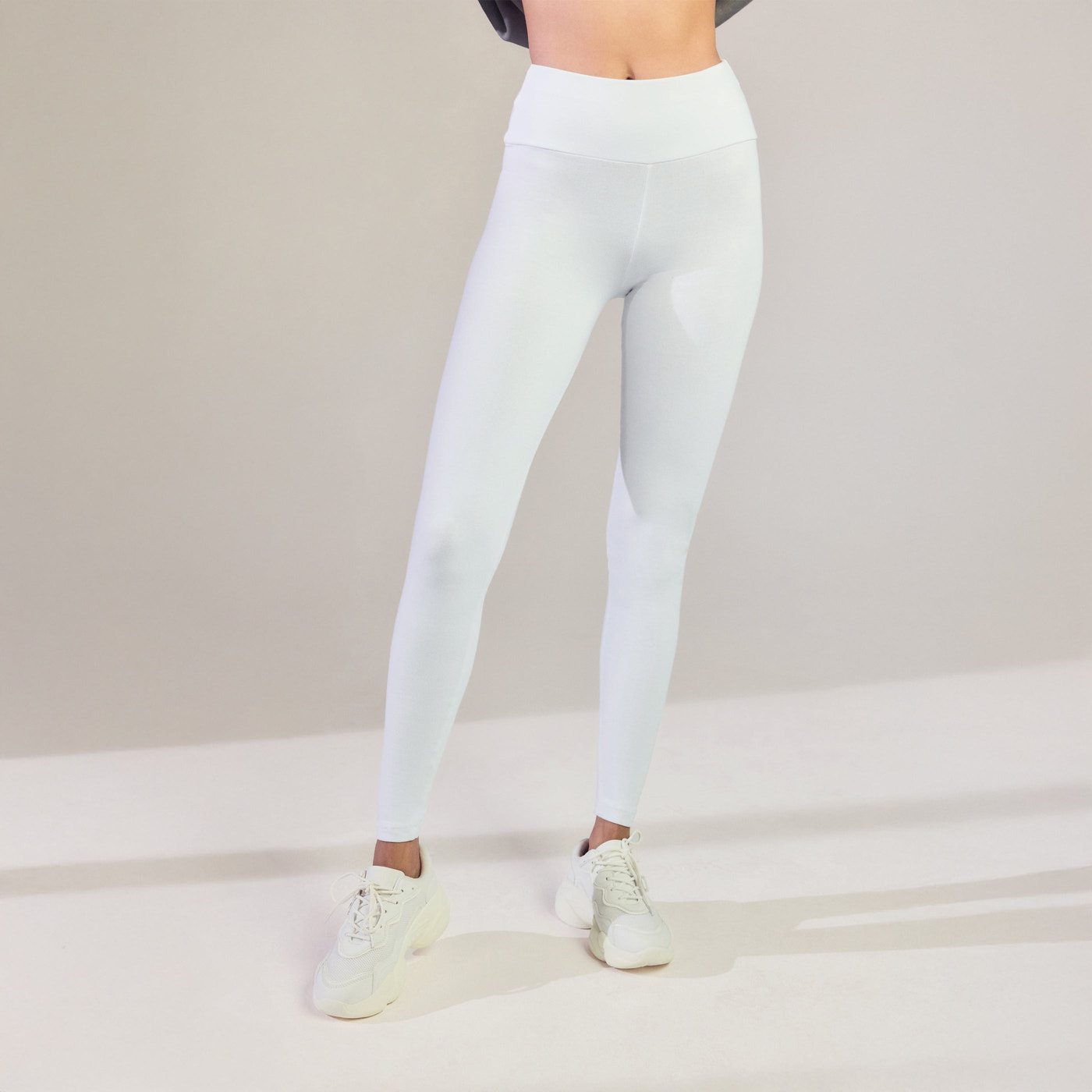 Alltägliche High-Waisted Leggings - Weiß