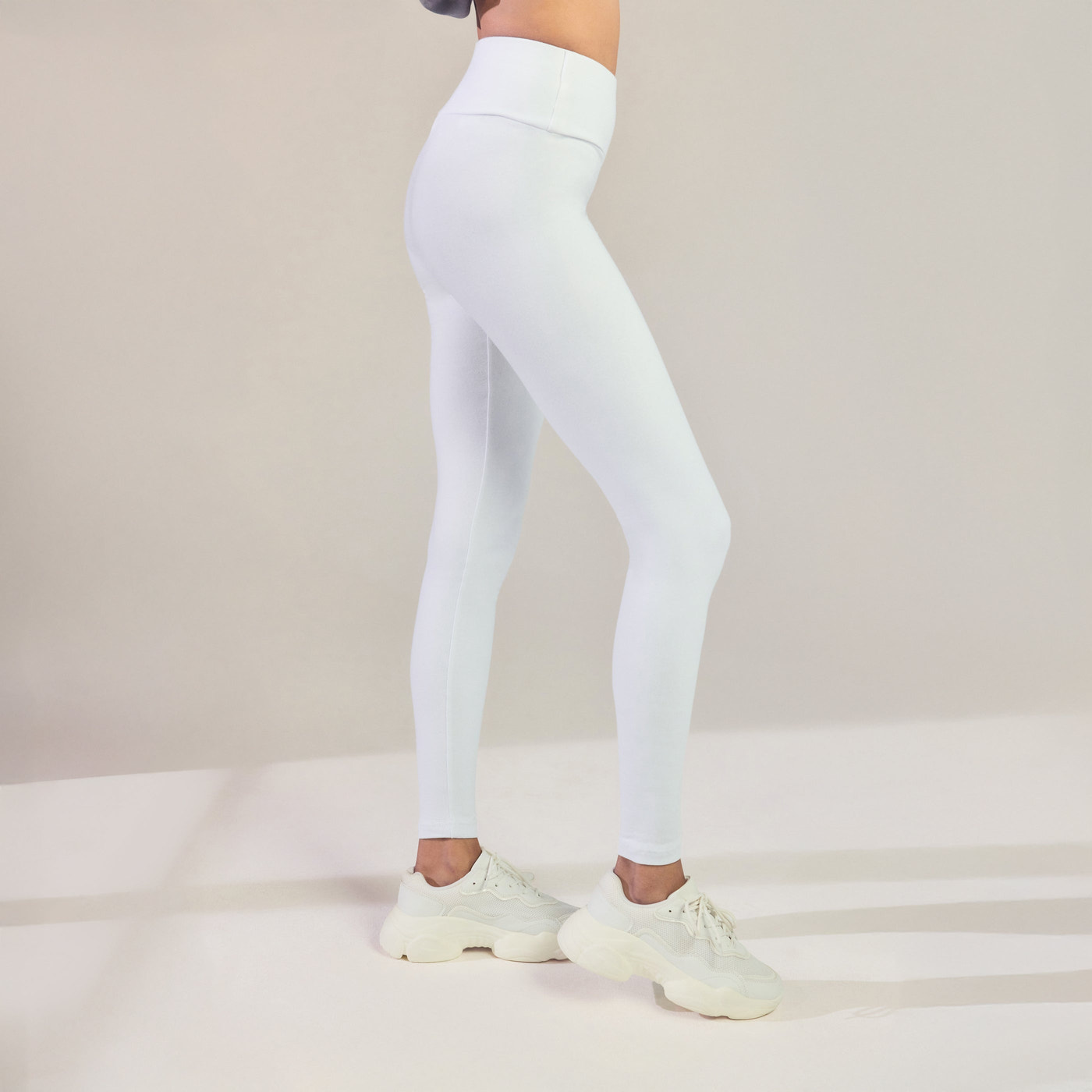 Alltägliche High-Waisted Leggings - Weiß