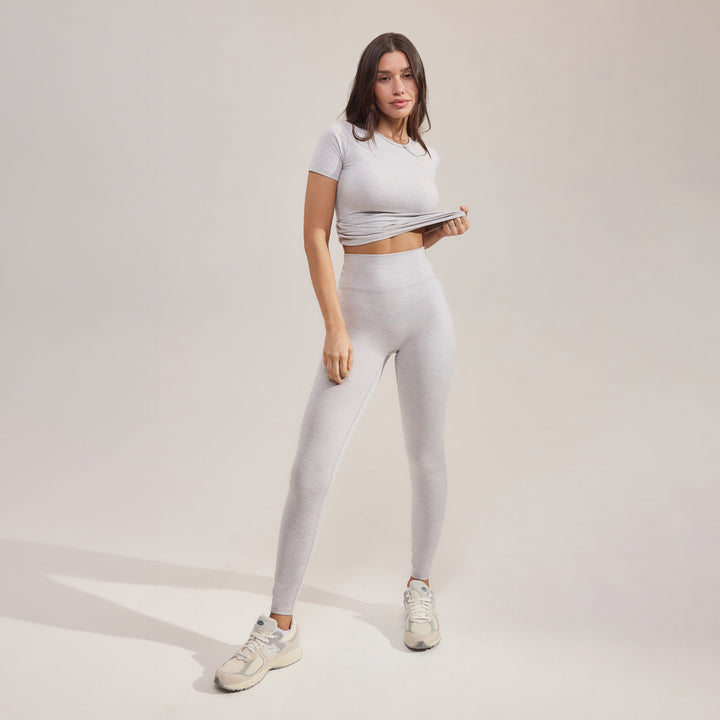 Ultimative Alltags-Leggings – Hellgrau meliert