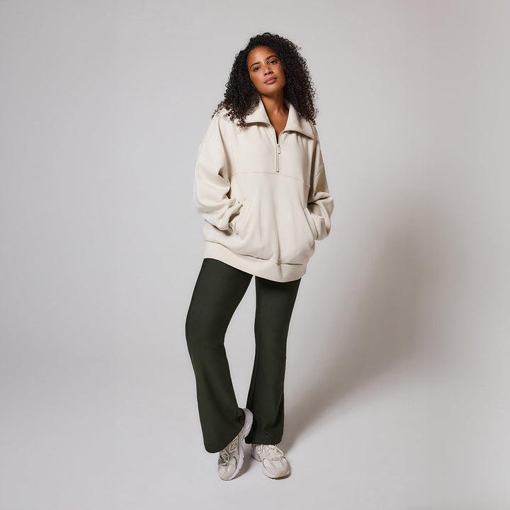 Winter-Leggings mit ausgestelltem Bein – Deep Olive