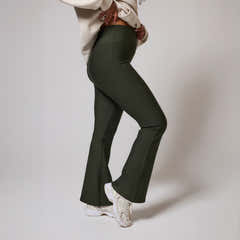 Winter-Leggings mit ausgestelltem Bein – Deep Olive