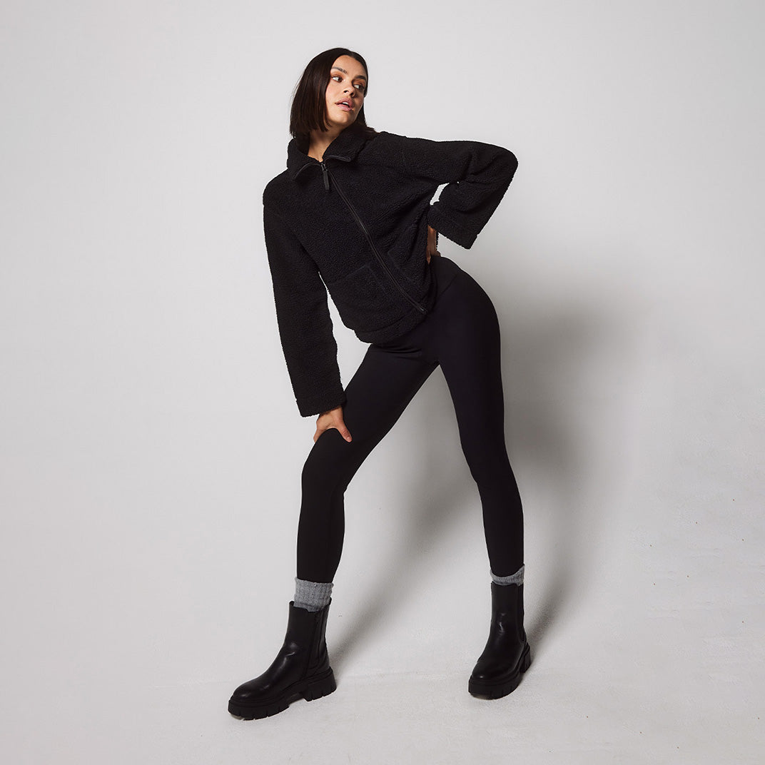 Alltägliche Winter Leggings mit hoher Taille - Schwarze