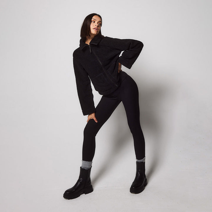 Alltägliche Winter Leggings mit hoher Taille - Schwarze