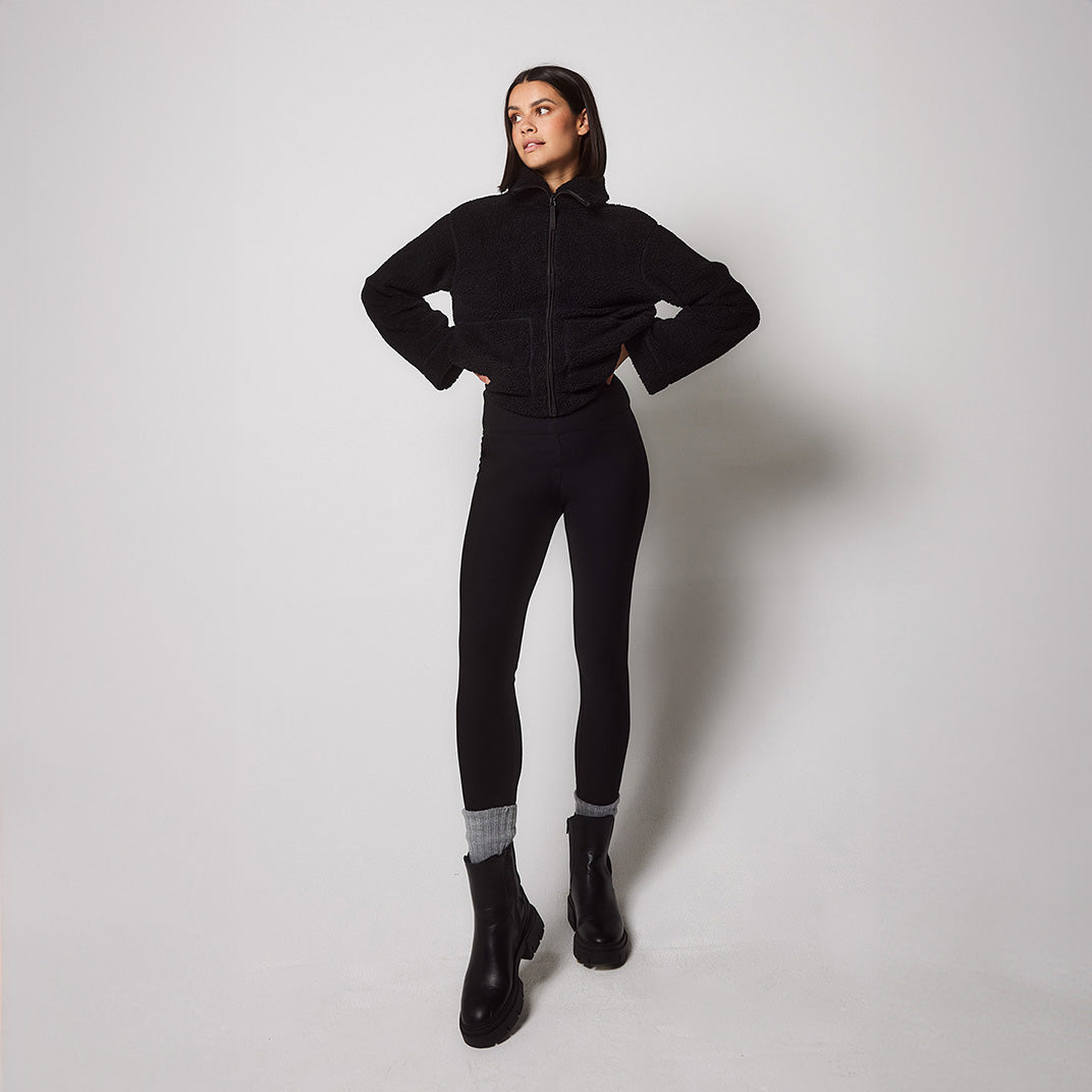 Alltägliche Winter Leggings mit hoher Taille - Schwarze