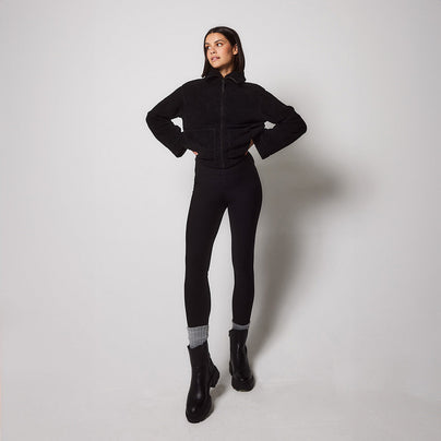 Alltägliche Winter Leggings mit hoher Taille - Schwarze