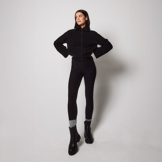 Alltägliche Winter Leggings mit hoher Taille - Schwarze