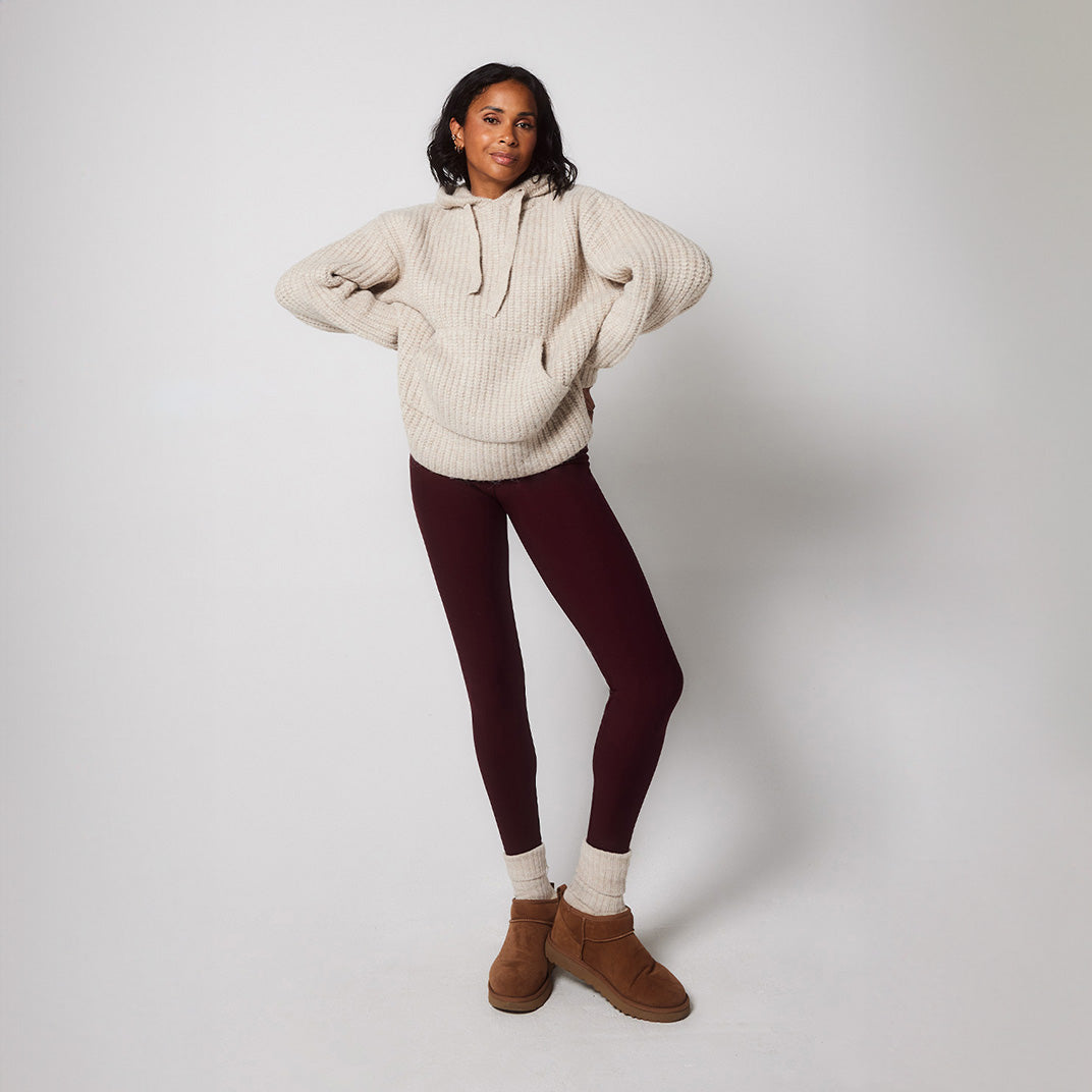 Alltägliche Winter Leggings mit hoher Taille - Bordeaux-Rote
