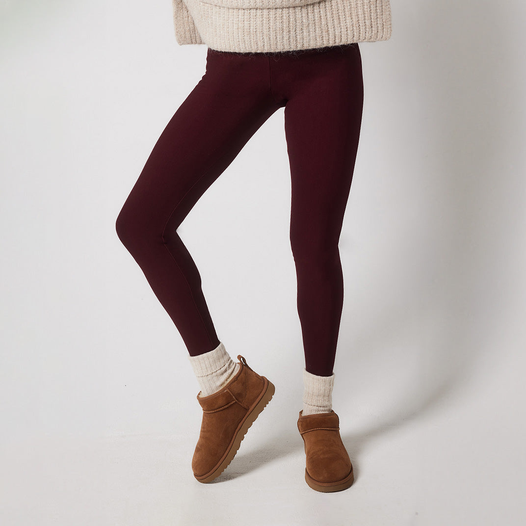 Alltägliche Winter Leggings mit hoher Taille - Bordeaux-Rote
