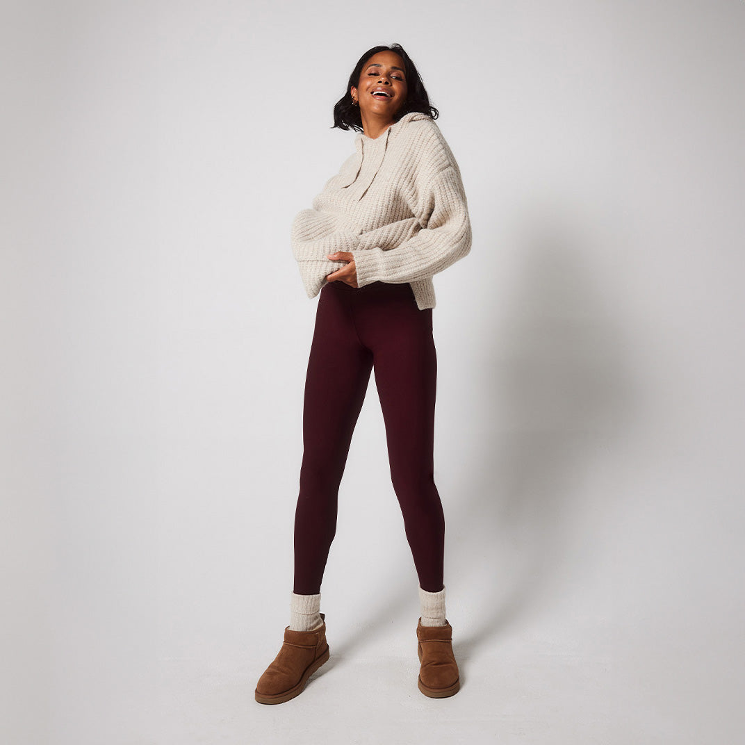 Alltägliche Winter Leggings mit hoher Taille - Bordeaux-Rote