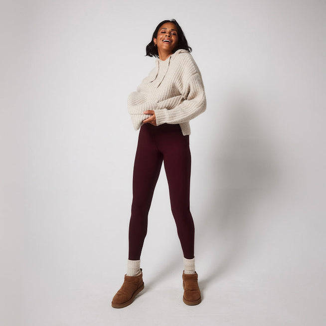 Alltägliche Winter Leggings mit hoher Taille - Bordeaux-Rote