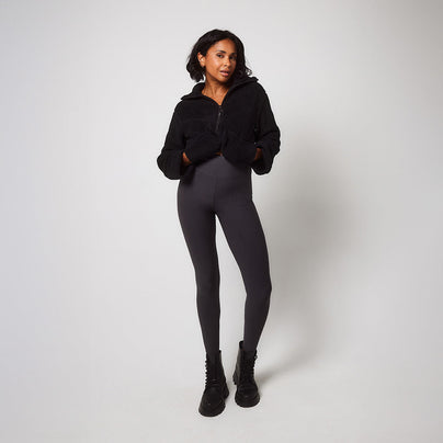 Alltägliche Winter Leggings mit hoher Taille - Dunkelgraue
