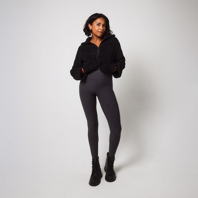 Alltägliche Winter Leggings mit hoher Taille - Dunkelgraue