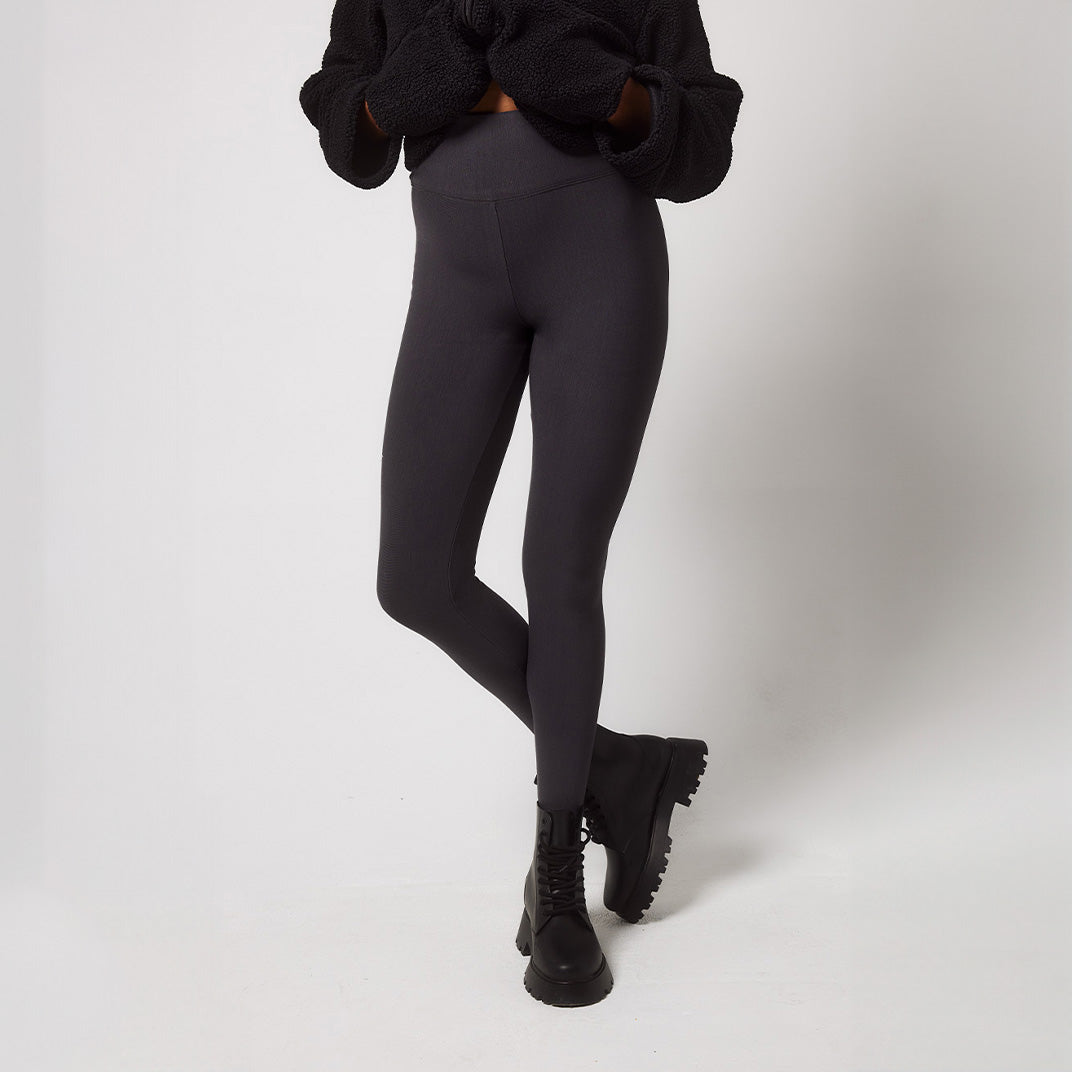 Alltägliche Winter Leggings mit hoher Taille - Dunkelgraue