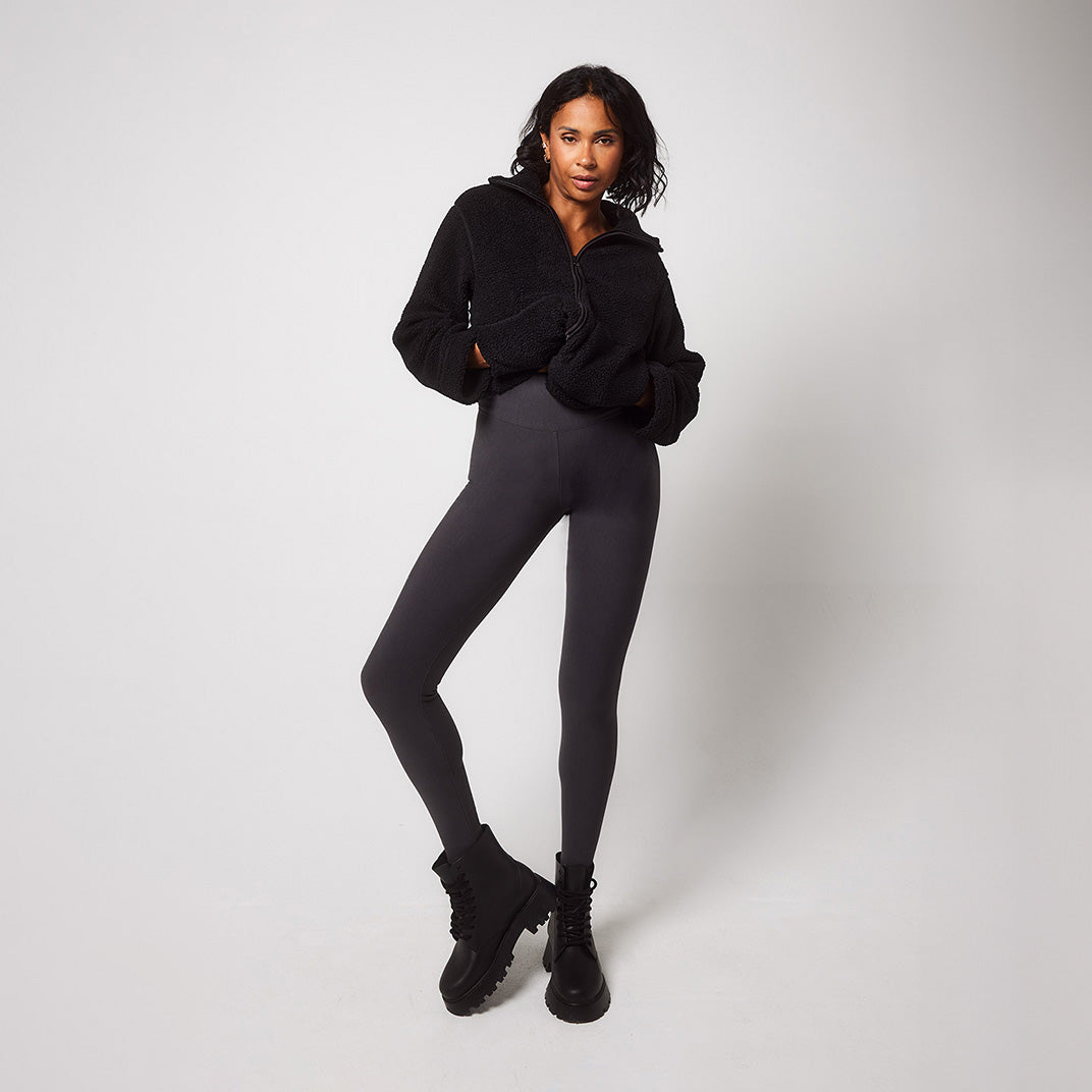 Alltägliche Winter Leggings mit hoher Taille - Dunkelgraue