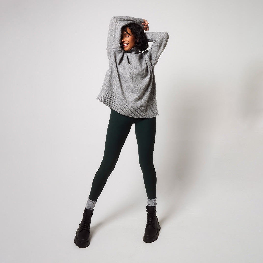 Winter High-Waist Leggings für jeden Tag – Tiefes Waldgrün