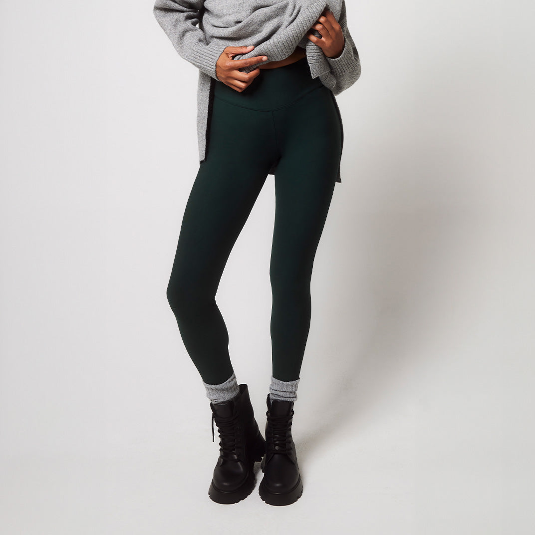 Winter High-Waist Leggings für jeden Tag – Tiefes Waldgrün
