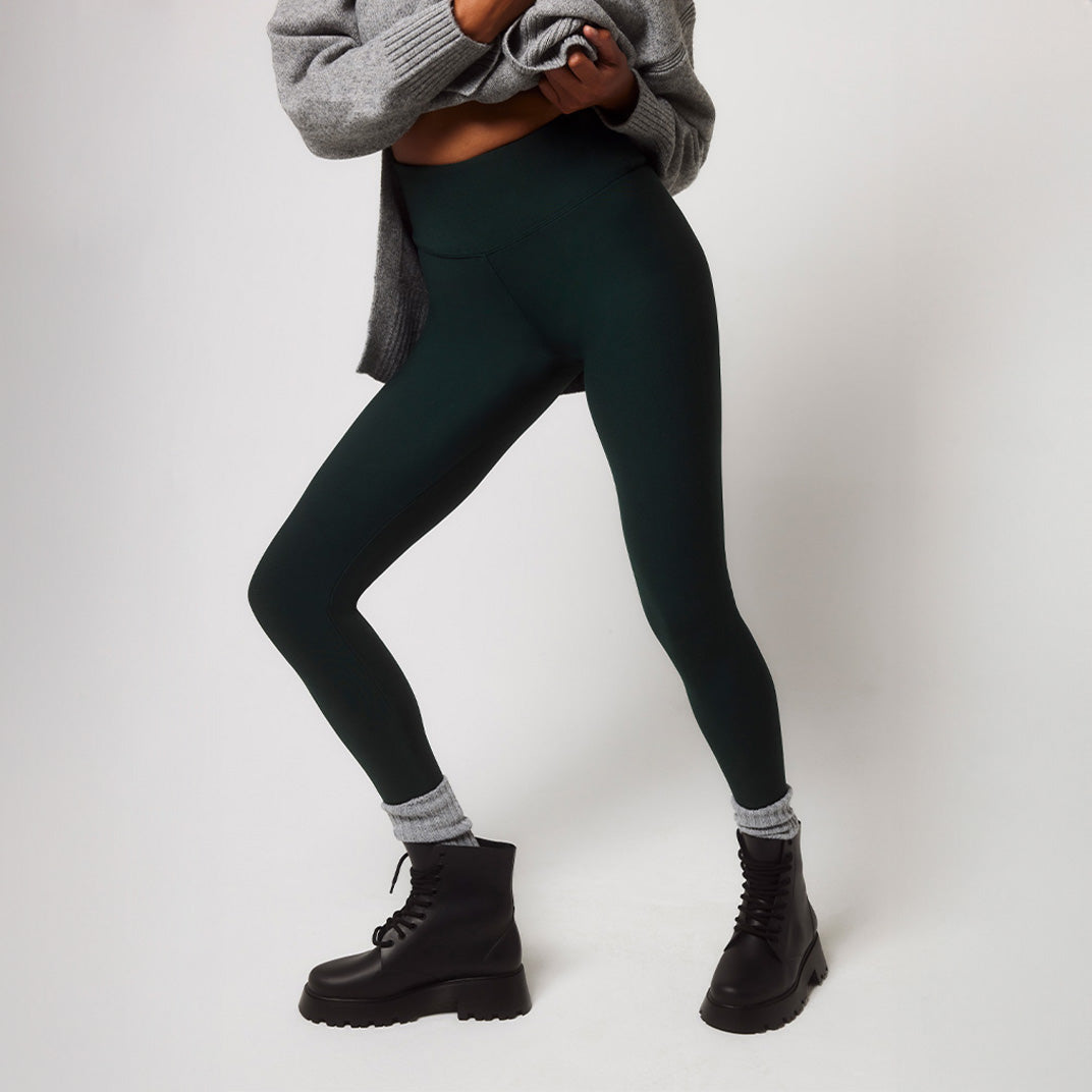 Winter High-Waist Leggings für jeden Tag – Tiefes Waldgrün
