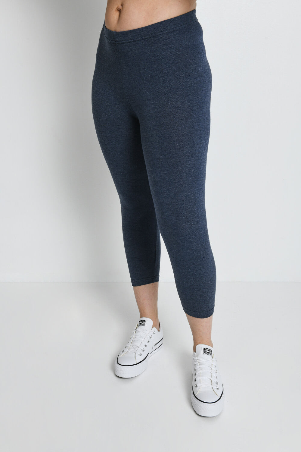 Alltägliche Cropped Leggings - Infinity-Blau-Melange