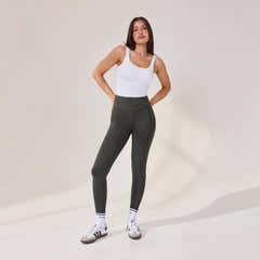 Leichte High-Waist Alltagsleggings – Kiefergrün