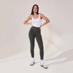 Leichte High-Waist Alltagsleggings – Kiefergrün
