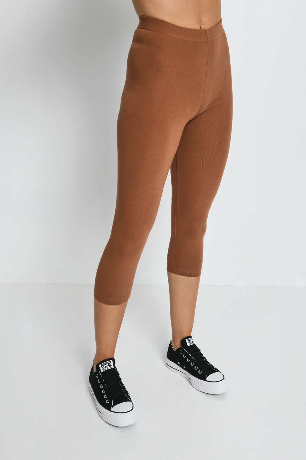 Alltägliche Cropped Leggings - Mocha-Braune