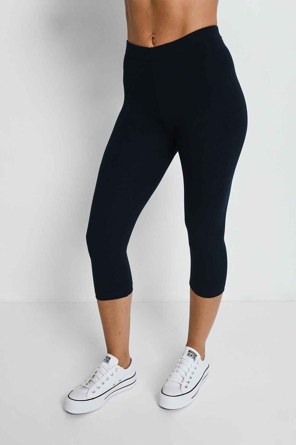 Alltägliche Cropped Leggings - Navyblau