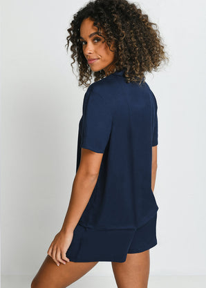 Soft Touch Pyjama-Set Mit Knöpfen - Navy