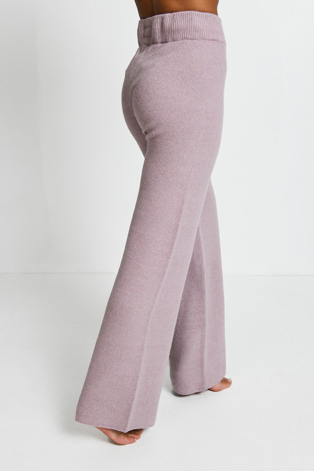 Lounge Strickhose Mit Weitem Bein - Rosafarbene