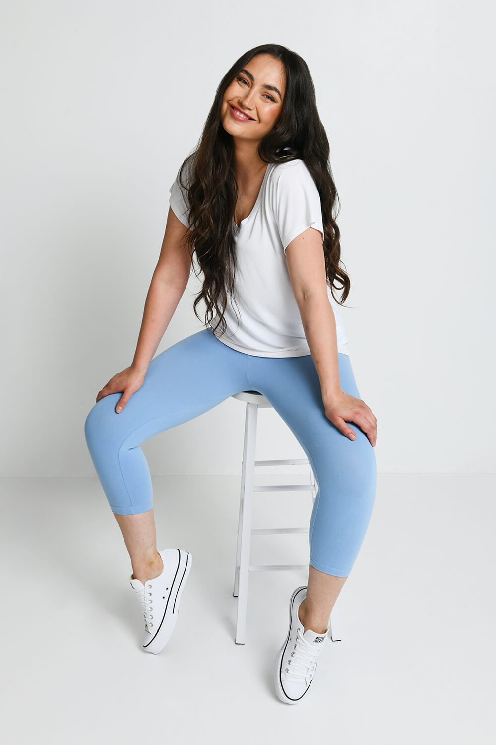 Alltägliche Cropped Leggings - Puderblaue
