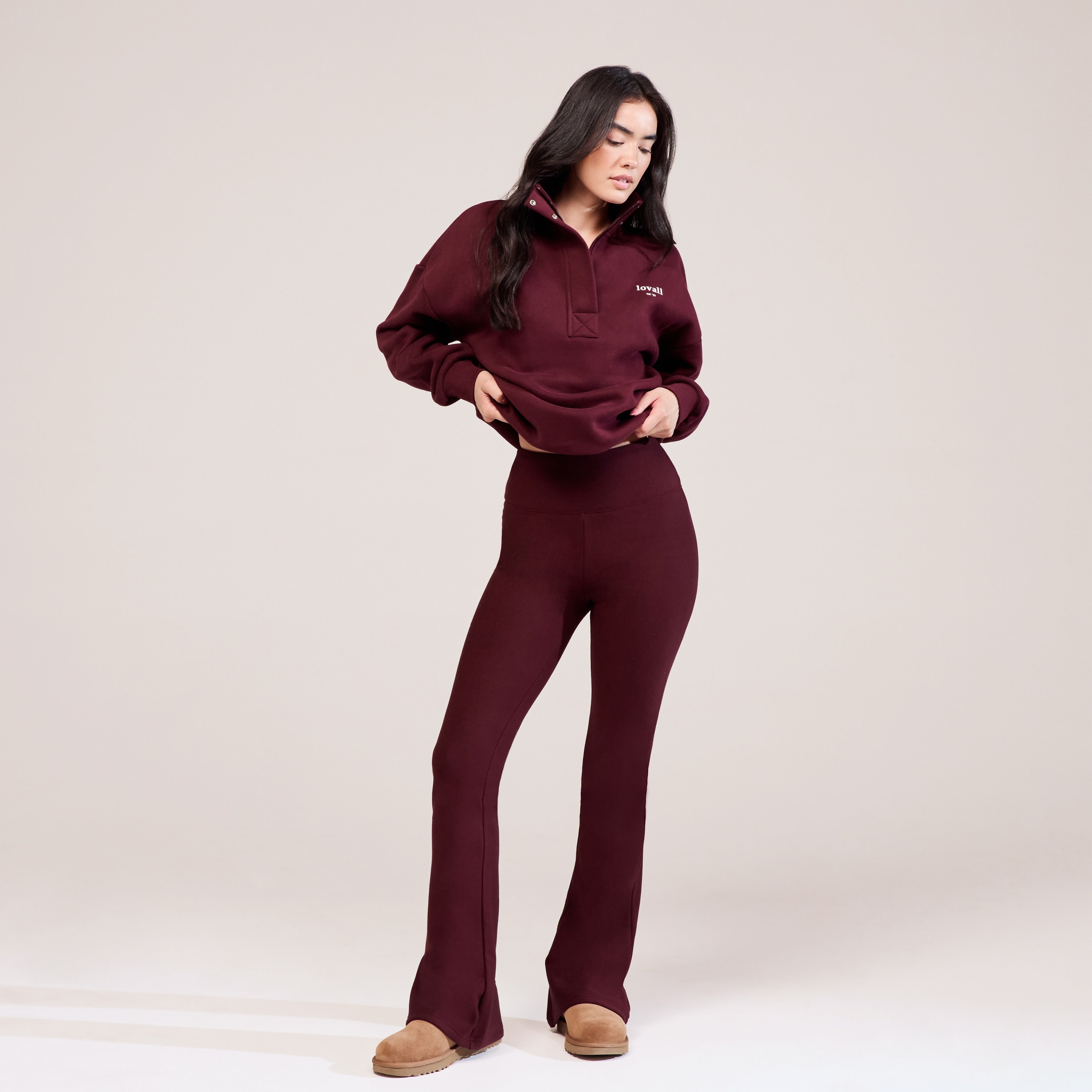 Winter Leggings mit Schlag - Burgunderrot