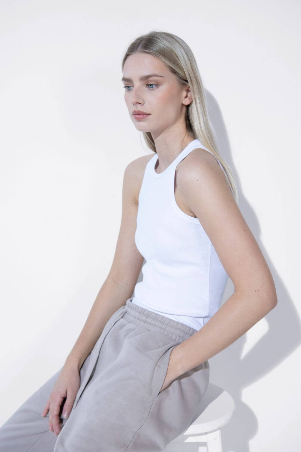 Gripptes Tanktop Aus Baumwolle - Weiß