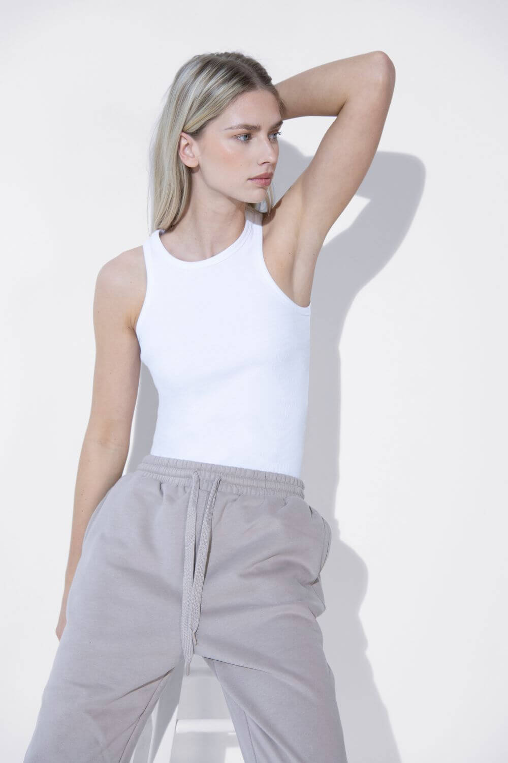 Gripptes Tanktop Aus Baumwolle - Weiß