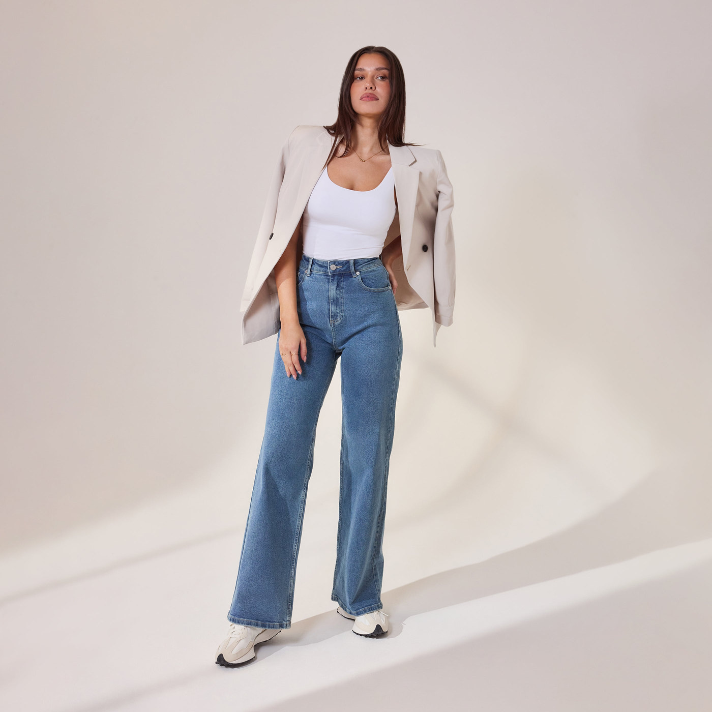 Weite Jeans - Mittelblau