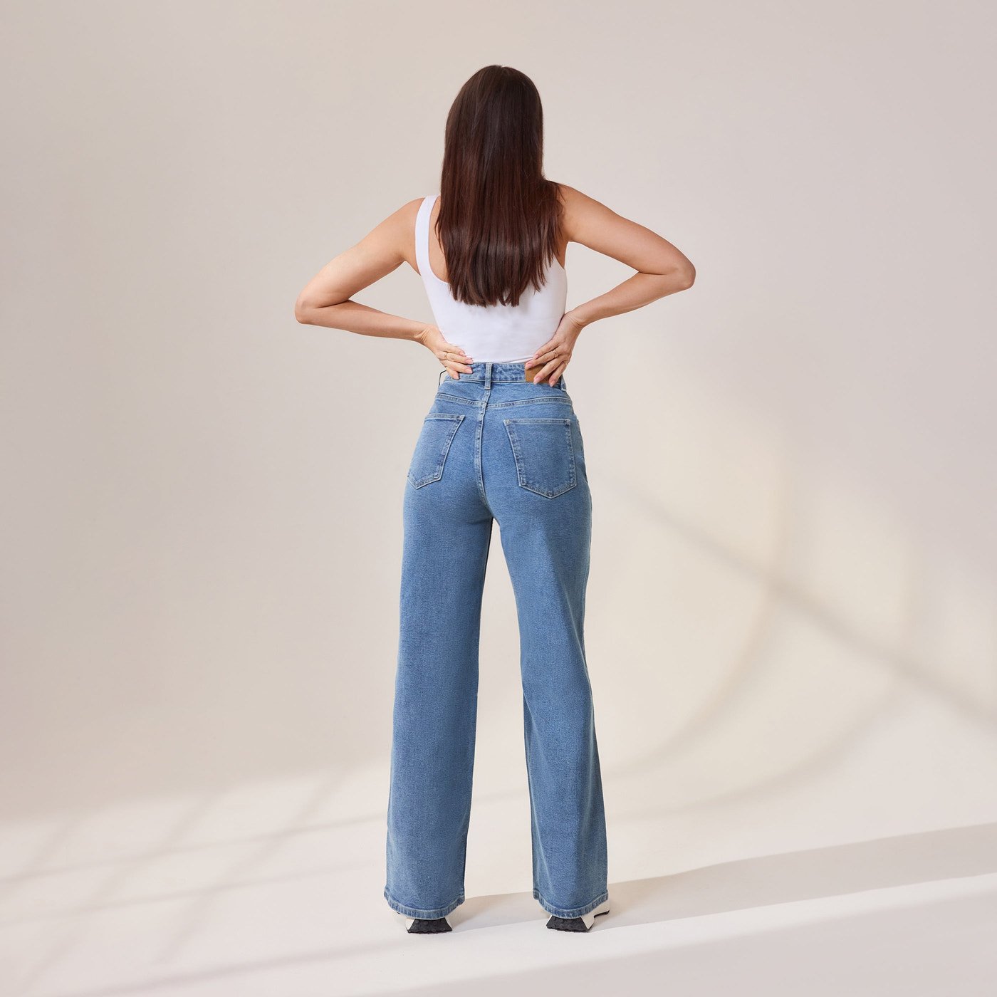 Weite Jeans - Mittelblau