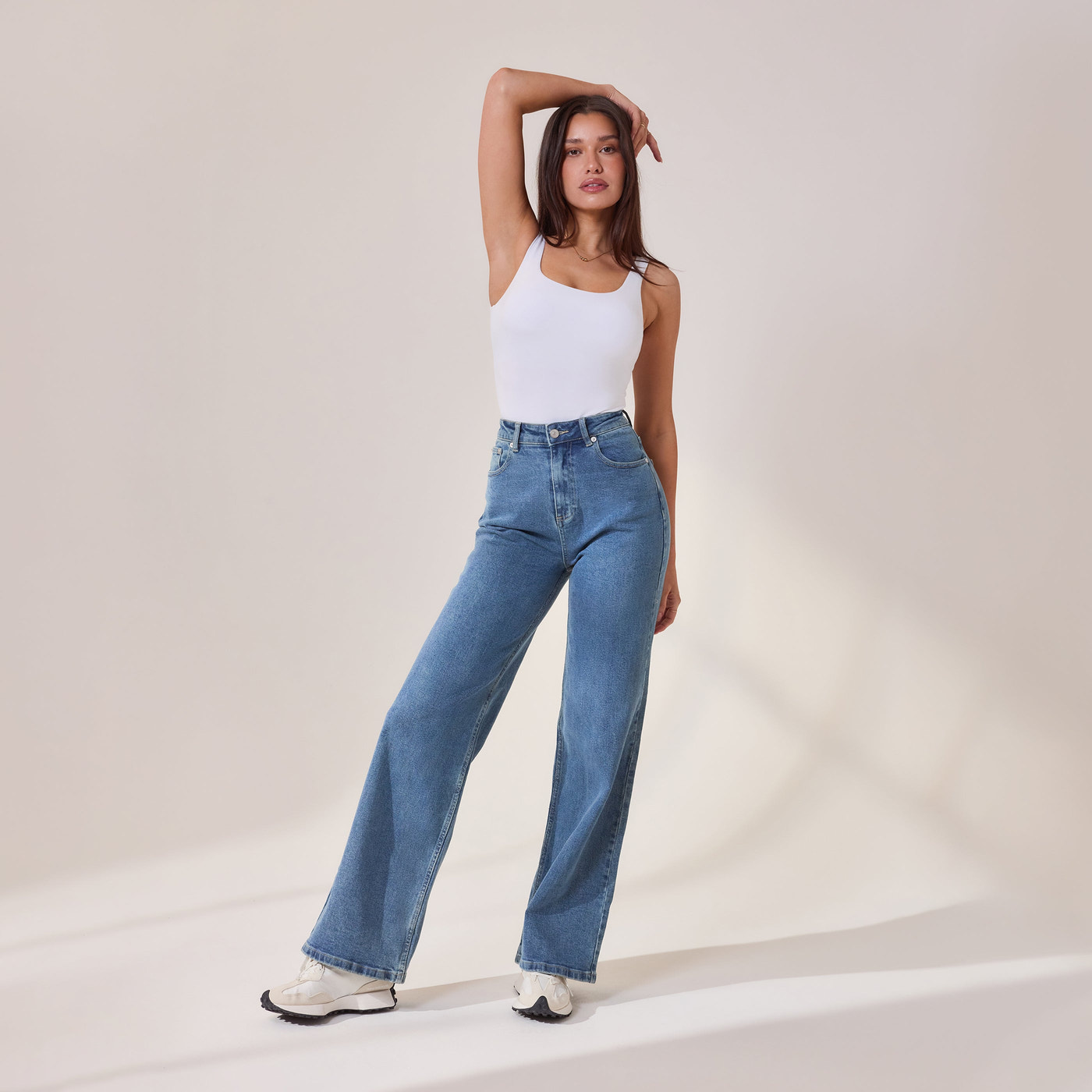 Weite Jeans - Mittelblau