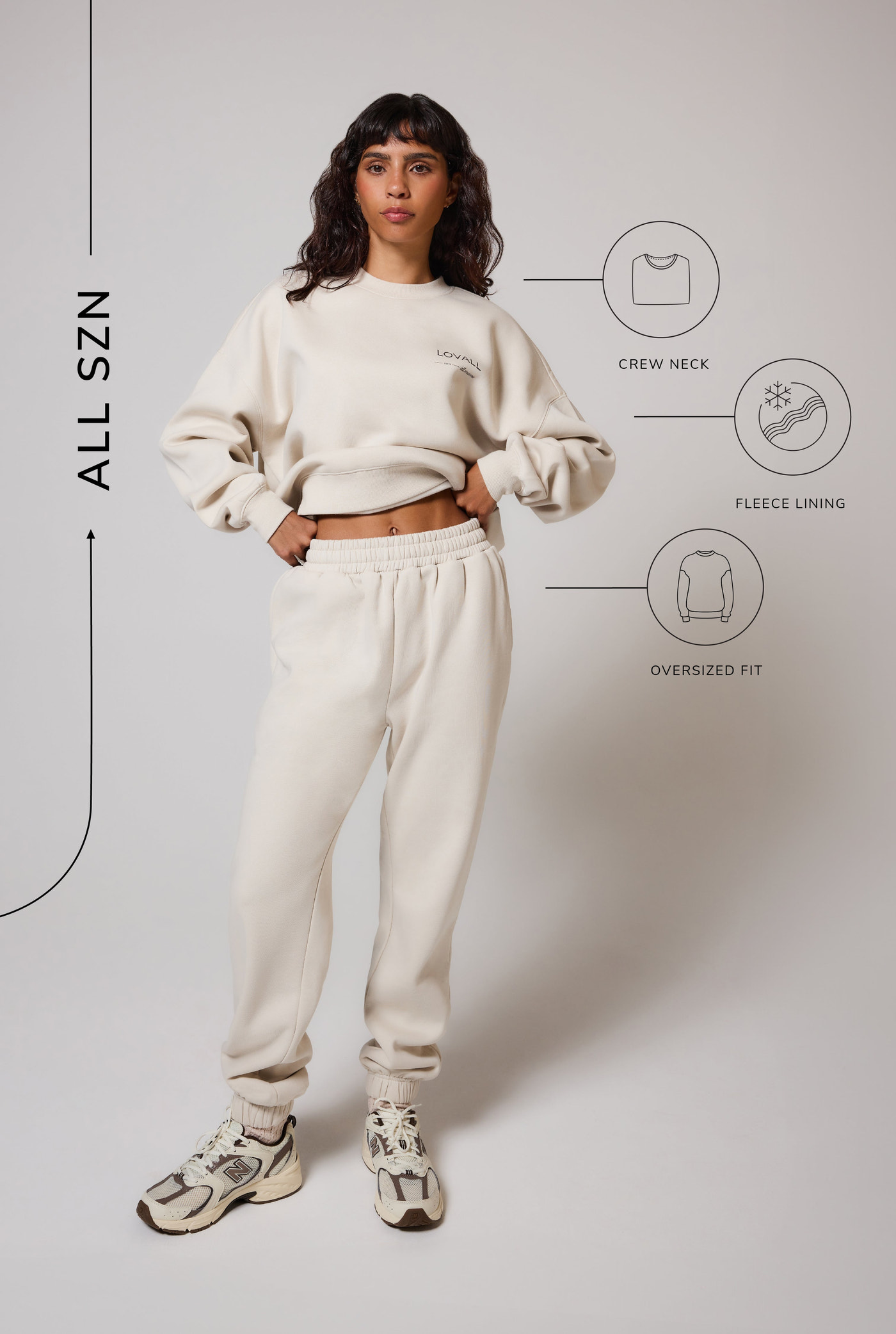 ALL SZN Übergröße Bio-Sweatshirt Curvy Style 3 - Ecru