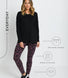 Alltägliche High-Waisted Leggings - Schwarze/Bordeaux-Rote Blumenmuster